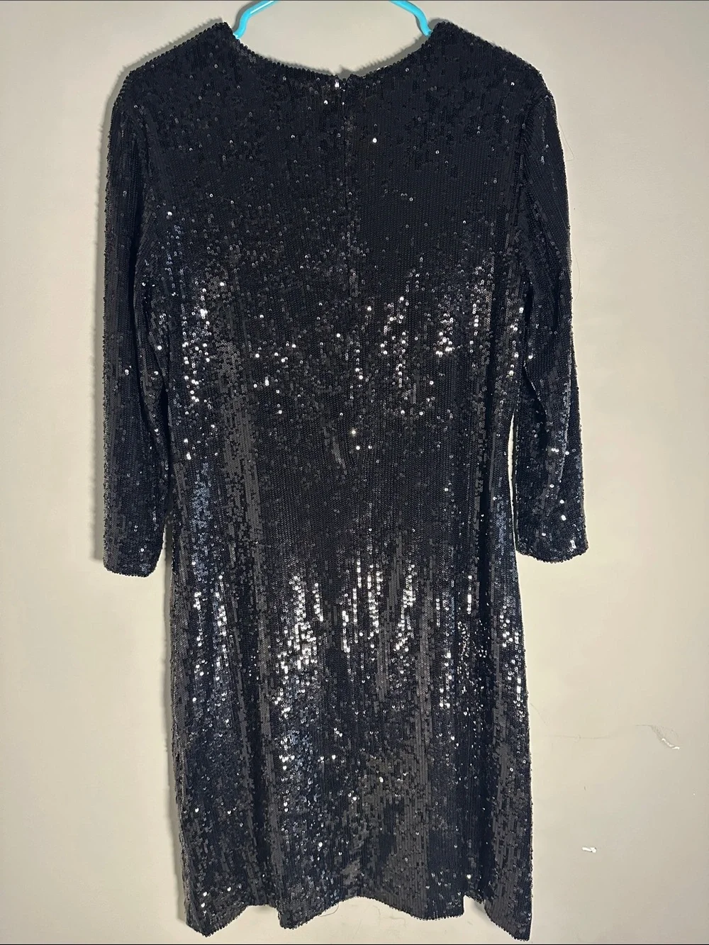 Tory Burch Black Sequin Top with Orange Logo Tag